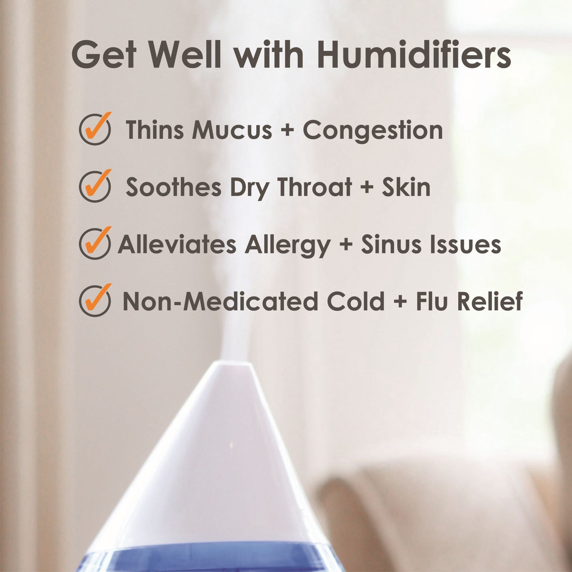 Crane Mini Drop Cool Mist Humidifier, 0.35 Gal, Quiet Ultrasonic, Filter-Free, Small Room Humidifier, Baby Humidifier