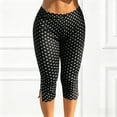 thumbnail image 2 of YMNXA Women's Capri Pants High Waist Polka Dot Print Comfortable Fashion Breathable Trousers For Casual Daily Wear,Black,Xl, 2 of 4