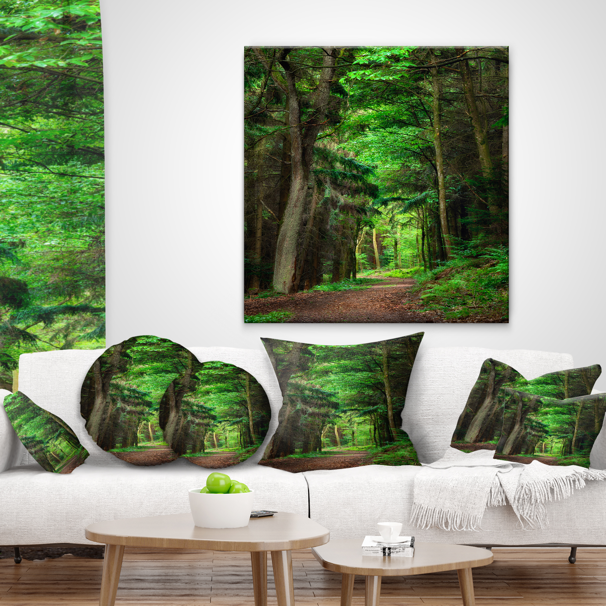 Designart Dreamy Greenery in Dense Forest - Forest Throw Pillow - 16x16