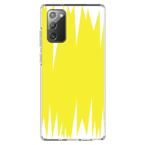 DistinctInk Clear Shockproof Hybrid Case for Samsung Galaxy Note 20 (6.7" Screen) - TPU Bumper, Acrylic Back, Tempered Glass Screen Protector - Yellow White Spikes