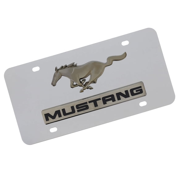 Ford Dual Logo Mustang License Plate (Chrome)