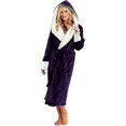 thumbnail image 4 of 2023 Fleece Bathrobe Women Soft Dressing Gown Hooded Fluffy Towling Bath Robe-1, 4 of 5