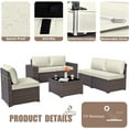 thumbnail image 3 of Kullavik Patio Furniture Set Sofa 6-Piece Wicker Sectional Sofa Set, Outdoor Furniture Rattan Patio Conversation Set with Thickened Cushions and Glass Coffee Table,Cream, 3 of 8