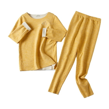 

Martokay Pajama Sets Kid Sleepwear Children Clothes Seamless Cute Design Multicolored Softness Breathable Thermal Underwear Winter Suits Gold 120