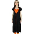 thumbnail image 1 of Bimba Kurta Kurti Noire pour Femmes Tendance Régulière Vêtements d'Été Tunique à Manches Cap, 1 of 8