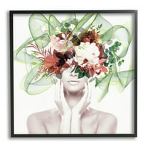 Stupell Conceptual Flower Face Woman Botanical & Floral Painting Black Framed Art Print Wall Art