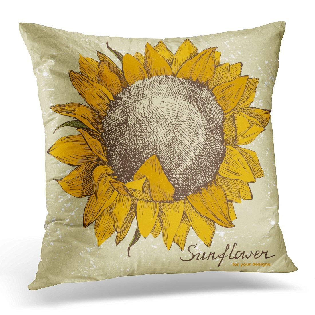 ARHOME Yellow Vintage Hand Drawn Sunflower in Retro Style Floral Throw