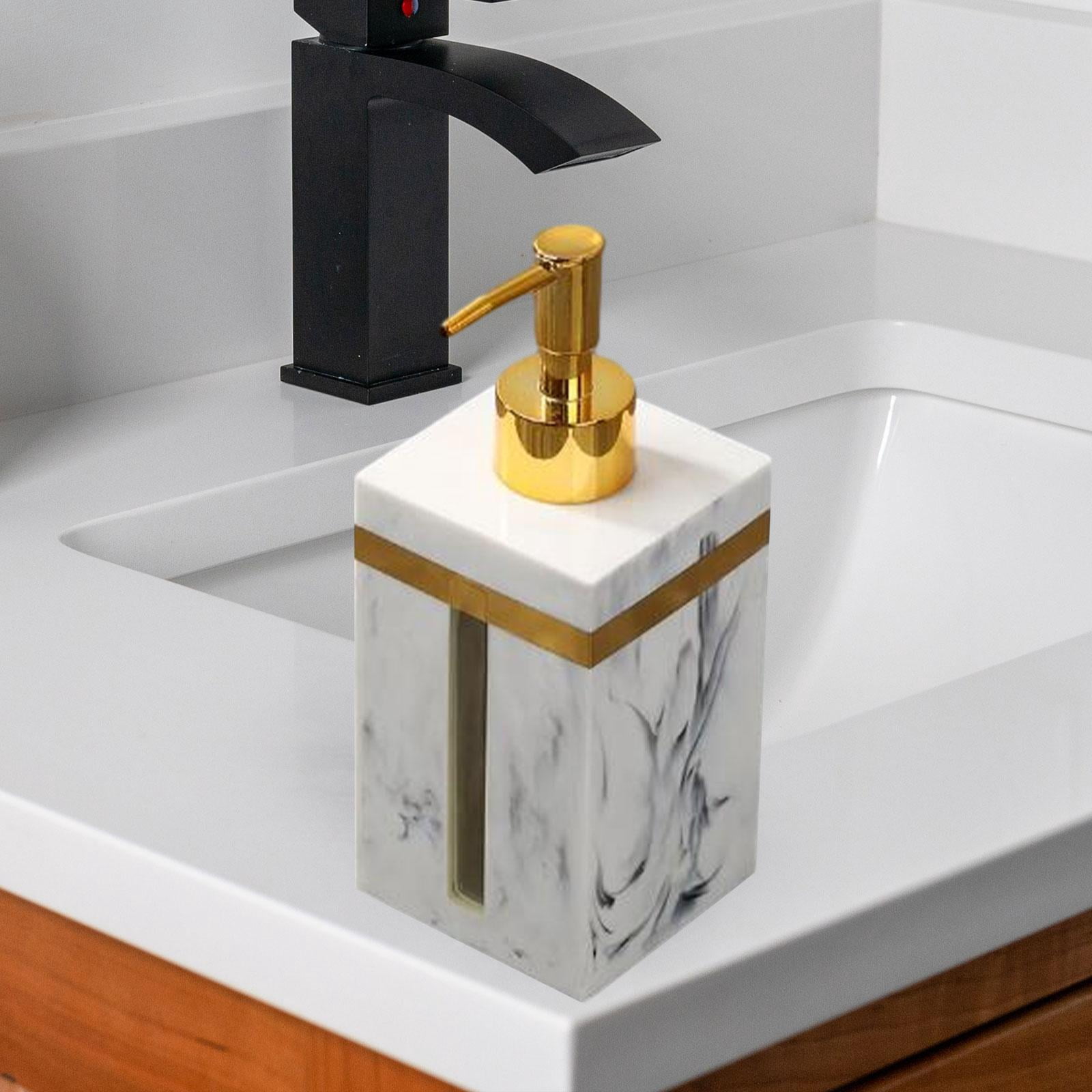 Tongina Marble Texture Soap Dispenser Lotion Dispenser Bottle Durable Stylish Leakproof Pump Soap Container for Kitchen Countertop 500ml White