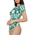 thumbnail image 2 of KLL Women 's Crew Neck Bodysuit Jumpsuits Happy Mother's Day1 Print Short onesies Stretch T Shirts, 2 of 7