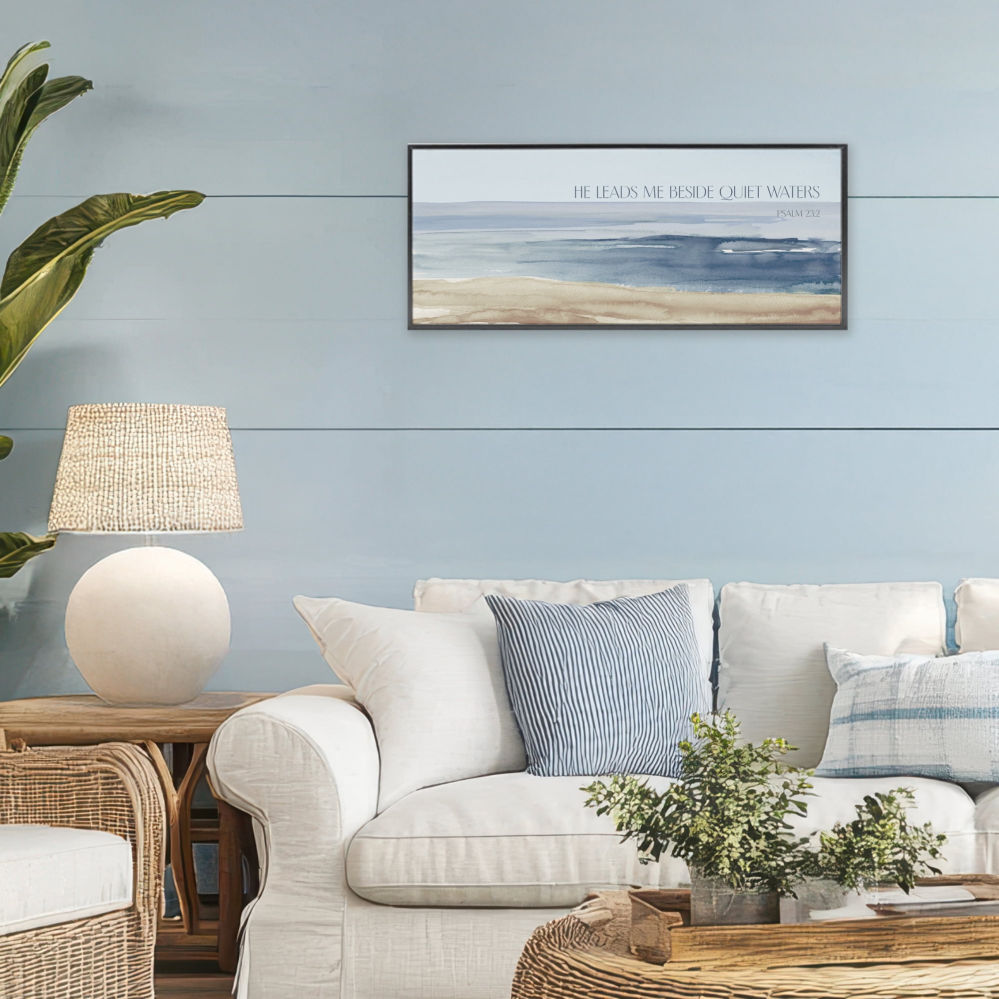 Stupell Industries He Leads Me Quiet Waters Black Framed Giclee Art, design by Lanie Loreth