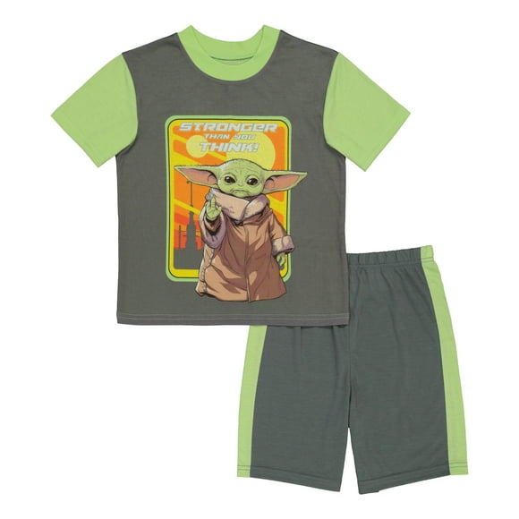 Baby Yoda Pyjama pour Garçons 2pc Star Wars PJ Set Vêtements de Nuit pour Enfants, 4-10, Gris