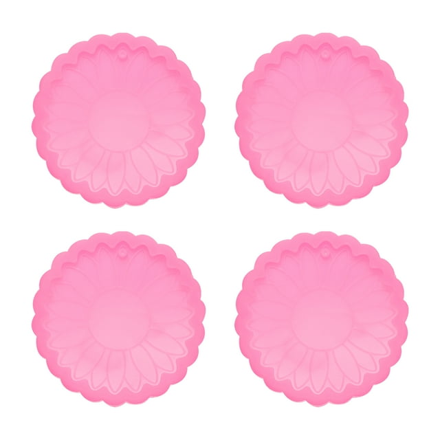 Uxcell 4 Pcs Moldes de Resina de Girasol de Silicona Kit de Llaveros, Rosa