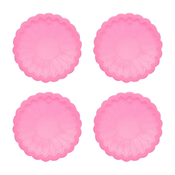 Uxcell 4 Pcs Moldes de Resina de Girasol de Silicona Kit de Llaveros, Rosa