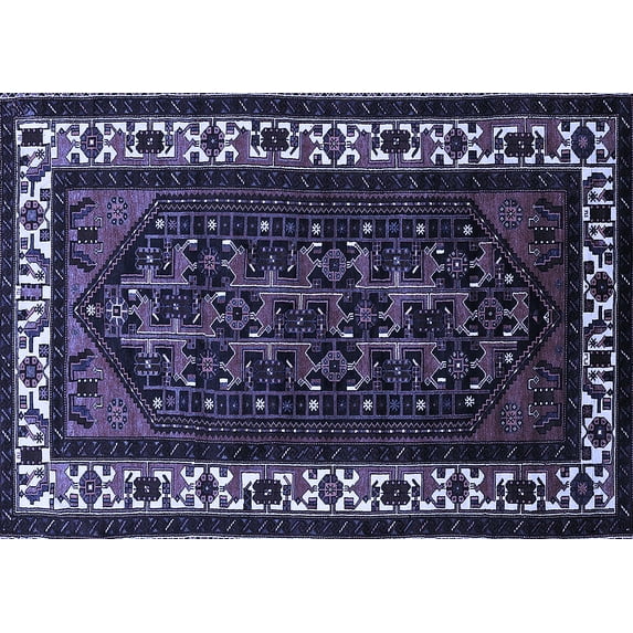 Ahgly Company Indoor Rectangle Oriental Blue Industrial Area Rugs, 8' x 10'