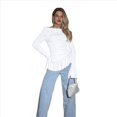 thumbnail image 3 of Blusa de para Mujer, de Larga Abullonada, con Cuello y Hombros Descubiertos, Ajustada, para Salir, Estilo Y2K. S, 3 of 10