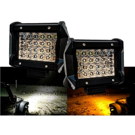 - Dual Color High Output White Amber LED POD light Changing Flash Strobe Optic Lens Emergency Driving Fog Spot Light Offroad Truck 1 SUV ATV Jeep Motorcycle Boat Heavy Equipment Vehicle. (1 Pair)