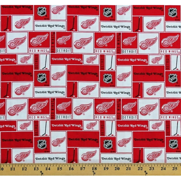Cotton Detroit Red Wings NHL Hockey Sports Team Cotton Fabric Print by the Yard (840win)