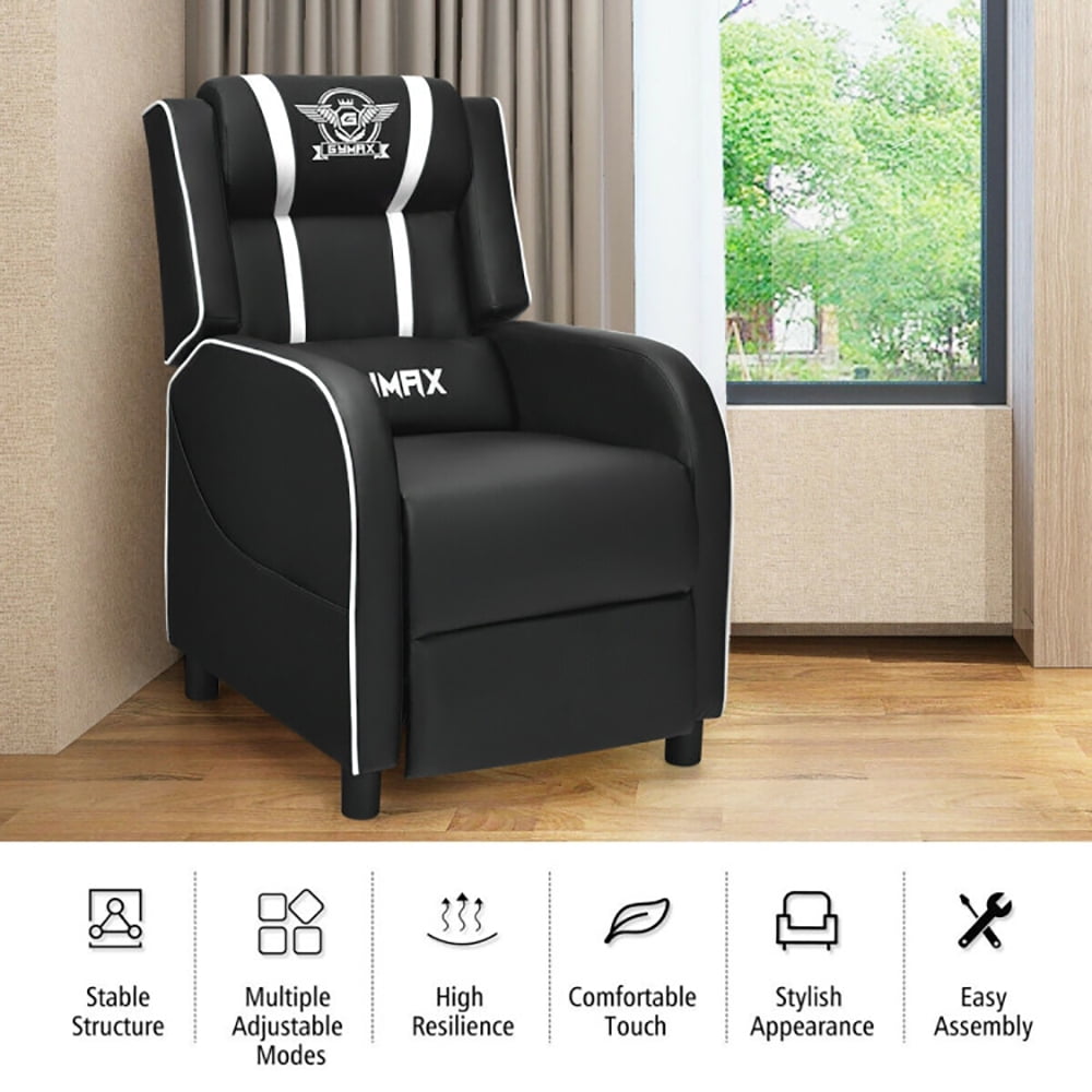 Finihen Massage Recliner Chair, Massage Racing Gaming Single Recliner Chair, for Gaming Room, Home Theater, White Finihen Massage Recliner Chair, Massage Racing Gaming Single Recliner Chair, for Gaming Room, Home Theater, White