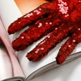 thumbnail image 5 of YUUMIN Long Sequins Gloves 28-inch Shiny Dance Evening Bridal Wedding Gloves Halloween Costume Red One Size, 5 of 7
