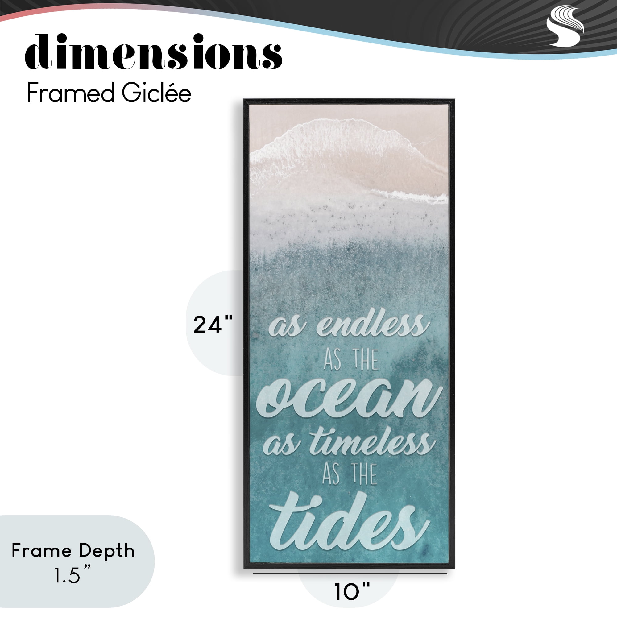 Stupell Industries Endless Ocean Timeless Tides Black Framed Giclee Art, design by Marcus Prime