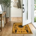 thumbnail image 2 of ODIKA 2'x3' Washable Throw Rug Black Golden Celestial Sunburst Mystical Sun and Moon with Floral Vases for Hallway, Study Room, Non-Slip Low Profile, Flatwoven, 2 of 7