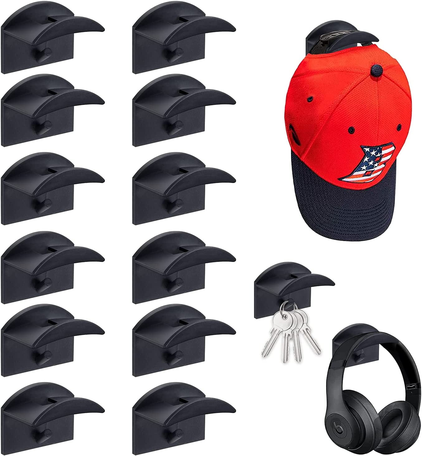 Colgador Gorras 10 Ganchos Adhesivos Para Gorras Soporte Pared