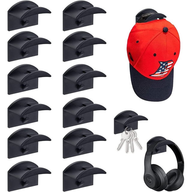 12 ganchos adhesivos para sombreros sin taladrar, organizador para gorras de béisbol montadas en la pared TUNC Sencillez