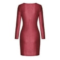 thumbnail image 6 of ASFGIMUJ Women Fashion V-Neck Bodycon Sequins Dress Long Sleeve Party Mini Dresses Red S, 6 of 6