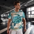 thumbnail image 3 of Wukai Watercolor Sea Turtle Print Men's Short-Sleeved Mesh T-Shirt,Quick-Dry Short Sleeve Workout T-Shirt-5X-Large, 3 of 8