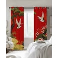 thumbnail image 4 of Red Traditional Kitchen Curtains Vintage Crane Pine Flowers Natural Cafe Short Curtains for Bathroom Blackout Window Curtain Grommet Small Window Treatment Drapes for Bedroom Living Room 27.5"x39"x2, 4 of 9