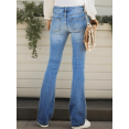 thumbnail image 4 of Apay Jeans for Women Flare Long Denim Pants High Waisted Button Closure Design Hip Lifting Slim  Regular Size, 4 of 4
