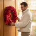 thumbnail image 4 of 14.9Inch Valentines Red Burlap Circular Shaped Ribbon Wreath for Front Door Wall Window Party Valentine's Day Wedding Anniversary Decor, 4 of 8