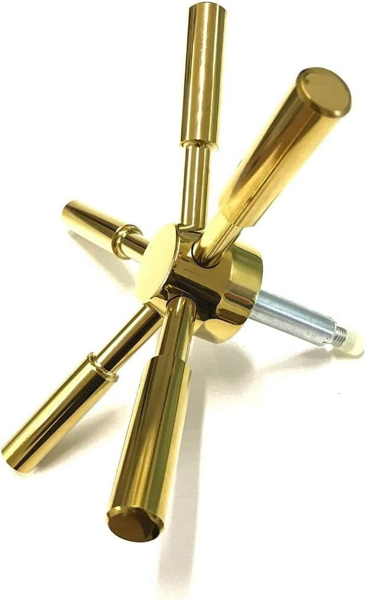 Heavy-Duty and Stylish Gold Round 5 Spoke 105mm Length Gold Safe Handle for Strong Box, Gun Safes and Vault Doors, Zinc Alloy