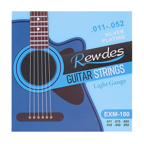 Juego de cuerdas para guitarra acústica para guitarras folk y clásicas. Cuerdas de repuesto para un sonido óptimo y una mayor durabilidad. Compatibles con la mayoría de guitarras de madera.