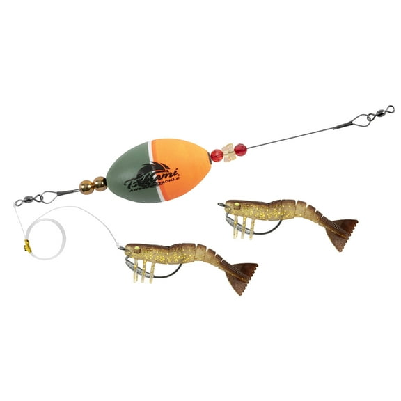 Tsunami 3" Tough Tail Shrimp Softbait Rig, Natural Brown