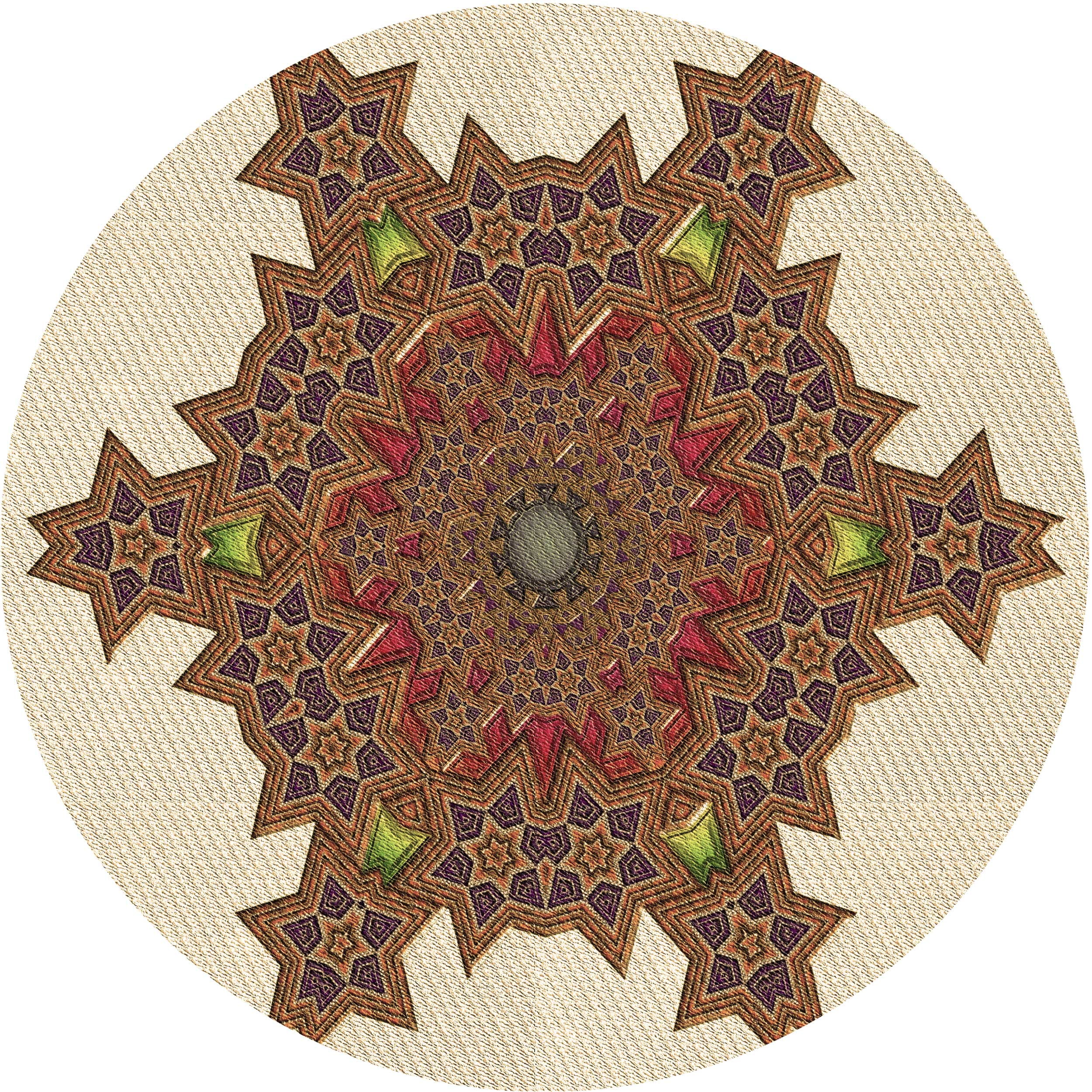 Ahgly Company Indoor Round Patterned Khaki Gold Area Rugs, 6' Round