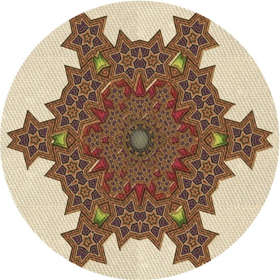 Ahgly Company Machine Washable Indoor Round Transitional Khaki Gold Area Rugs, 4' Round