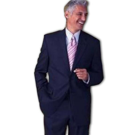 Retail $1295 Dark Navy Blue Suit For Men 100% Wool Flat Front No Pleated Pants & 2 Button Notch Jacket On Sale