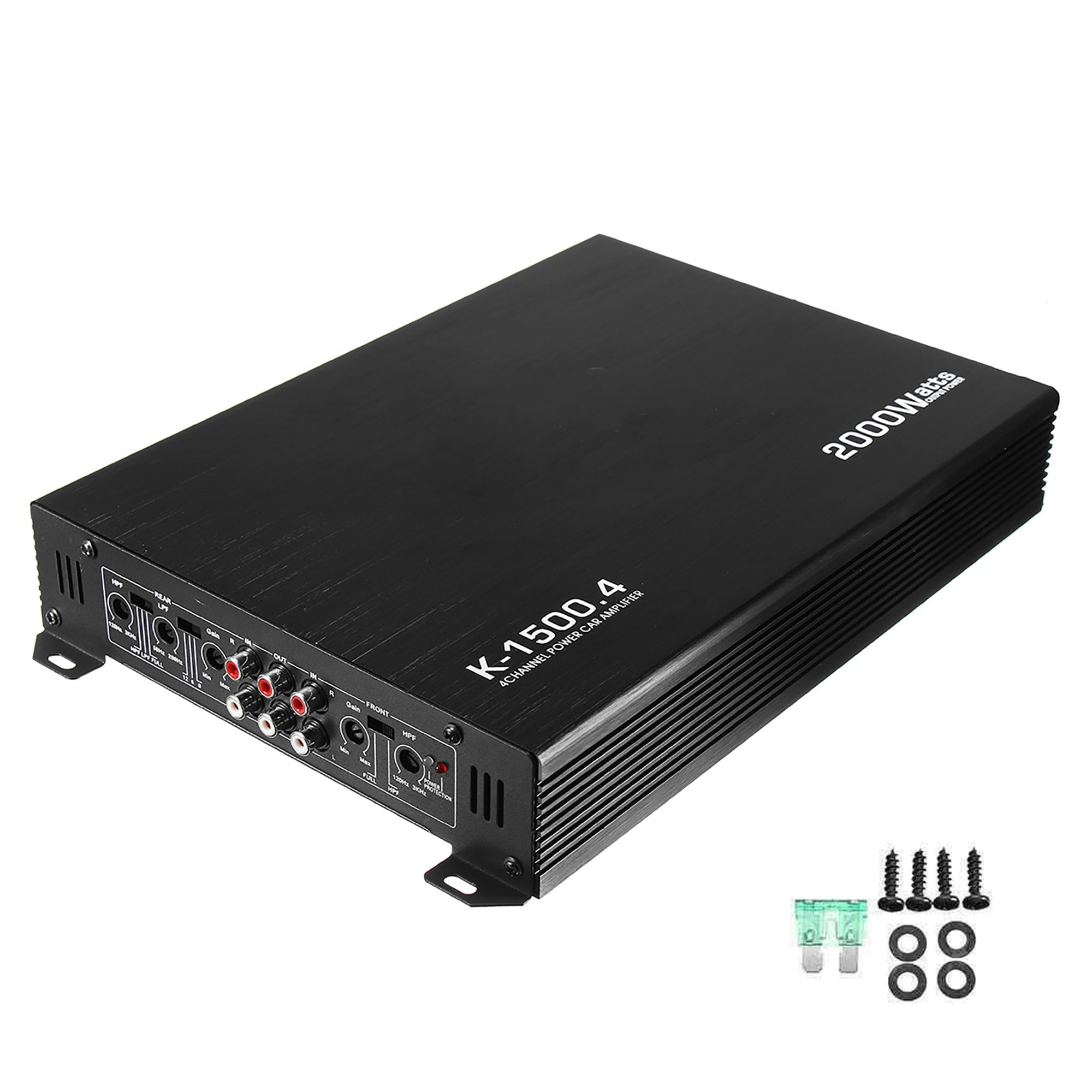 2000W Car Amplifier 4 Channel, Pecham Digital Car Amplifier Stereo Class A/B Amp Audio with 2/4 Ohm Stable, Adjustable Low/High Pass, Bass Boost