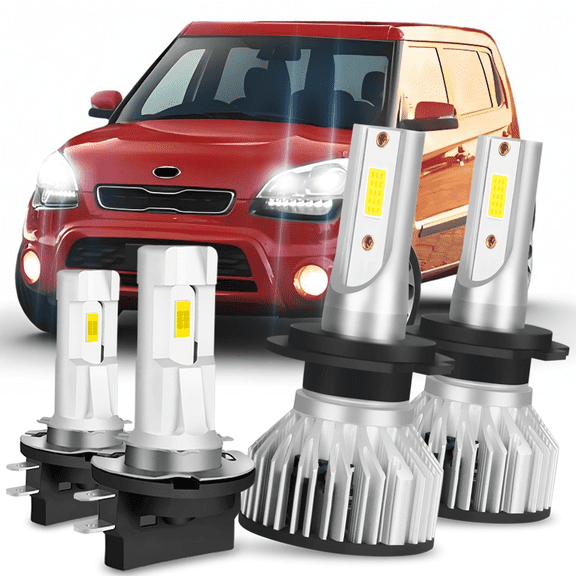 For Kia Soul 2012-2013 LED Headlight Bulbs H7 High Beam H11B Low Beam Cool White 6000K 4pcs