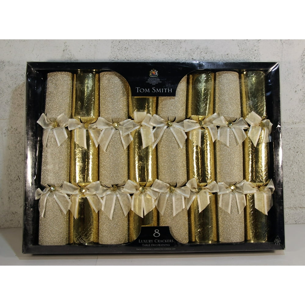 8 Tom Smith Gold Luxury Christmas Party Crackers Table Decorations Distressed Packaging