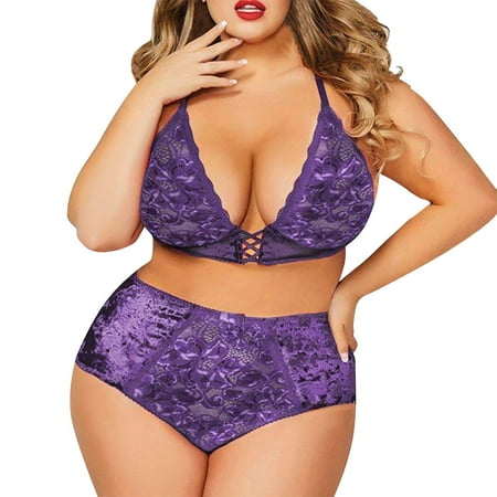 

Gubotare Women S Lingerie Women Lingerie Lace Babydoll Strap Chemise Halter Teddy V neck Sleepwear Purple 4XL