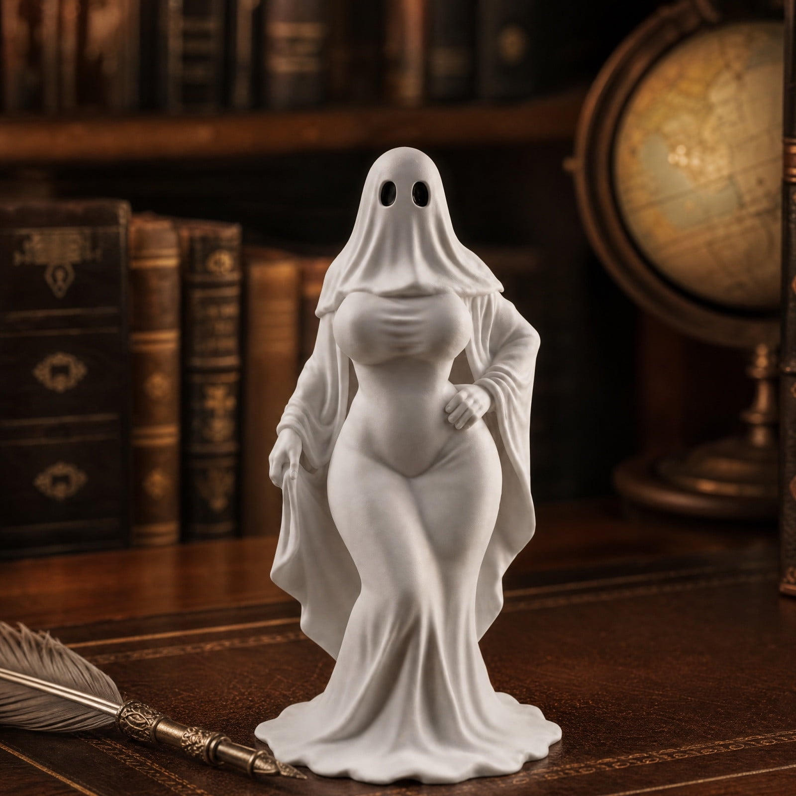 QISIWOLE Aesthetic Ghost Woman Sculpture Ethereal Floating Spirit Statue for Modern Home Decor Minimalist Spooky Figurine 3D Printed Gothic Mantel Art & Unique Gift