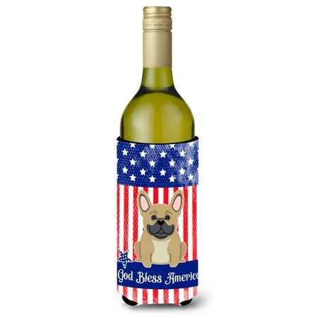 

Carolines Treasures BB3005LITERK Patriotic USA French Bulldog Cream Wine Bottle Beverge Insulator Hugger Wine Bottle