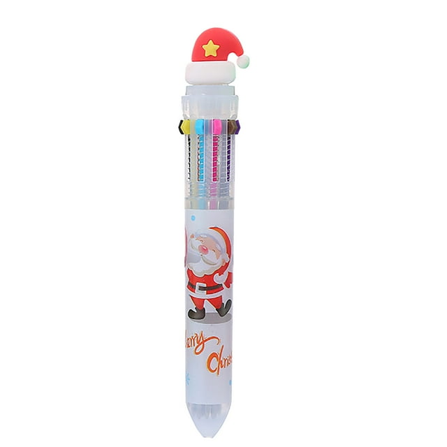 Retractable Ballpoint Pen Gel Pen 10 In 1 Gift Pens Multicolor Christmas 2ml Liquid Ink Pens for Office School Supplies As A Children Gift Color Changing Pen