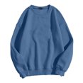 thumbnail image 3 of larppty Women's Long Sleeve Tops Casual Solid Cute Crewneck Basis Sweatshirts Pullover Fall Shirts (Blue, S), 3 of 6