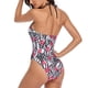 thumbnail image 4 of Traje de baño de una pieza con cuello halter y diseño cruzado sin espalda, color rosa, listo para el verano, talla M, 4 of 6