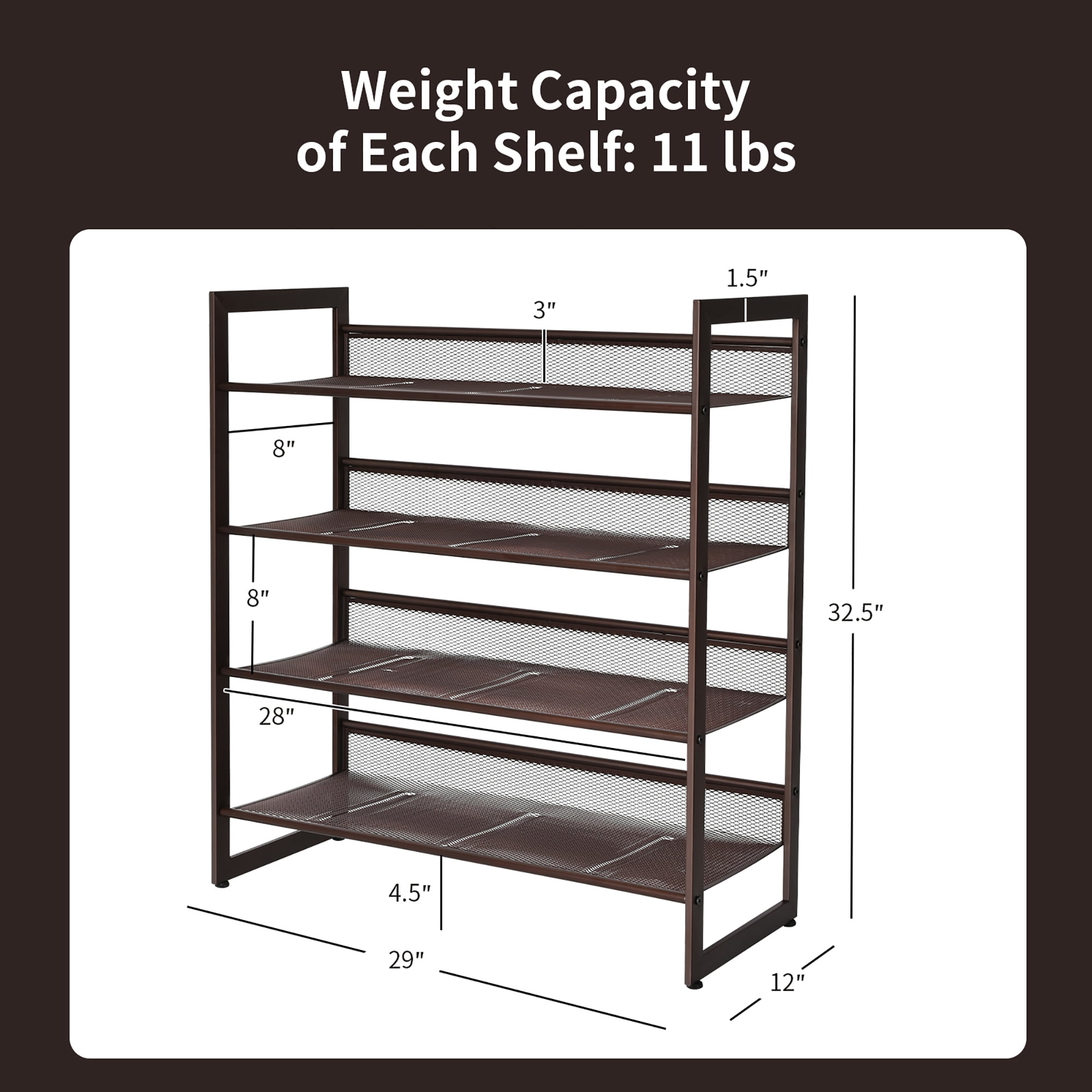 Costway 4-Tier Shoe Rack Adjustable to Flat Slant Shoe Organizer Holder Stand