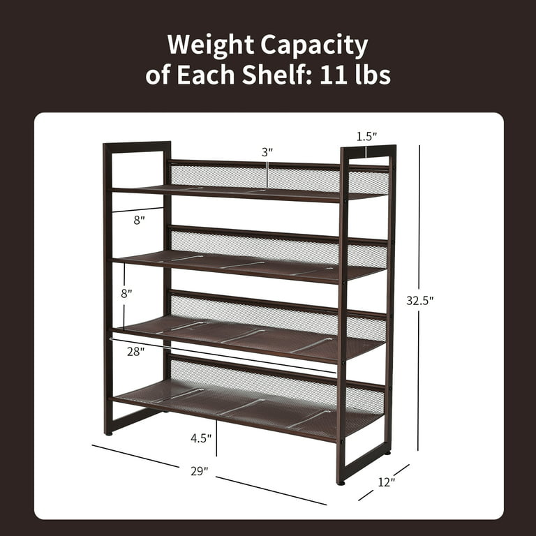Flat Top Heavy Duty Shoe Rack Display Rack 3 or 4 Shelf 