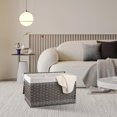 thumbnail image 6 of Storage Basket with Lid, 27.7 Gallon (105L) Blanket Basket with Removable Liner Bag, Synthetic Wicker Hamper with Handle, Foldable, Hamper for Living Room, Grey, 6 of 14